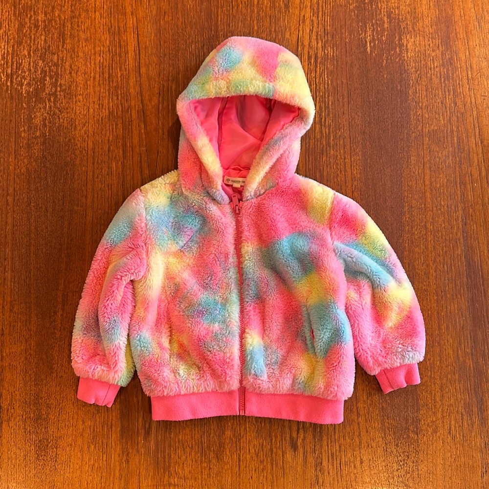Tucker and Tate size 5 Pink tye-due fluffy jacket